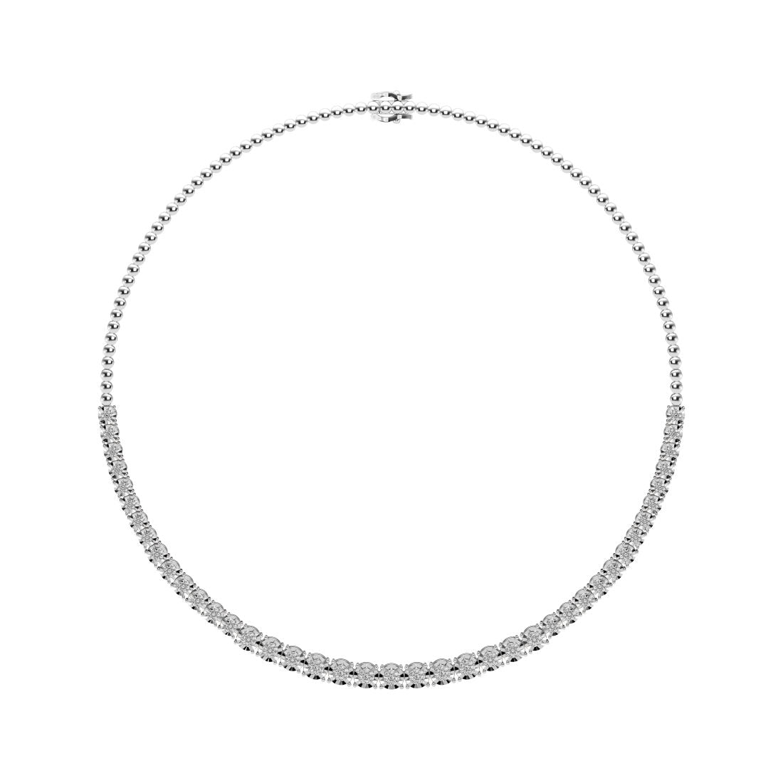 Mirage Tennis Necklace with 1.00ct of Laboratory Grown Diamonds in Sterling Silver and Platinum Necklaces Bevilles 