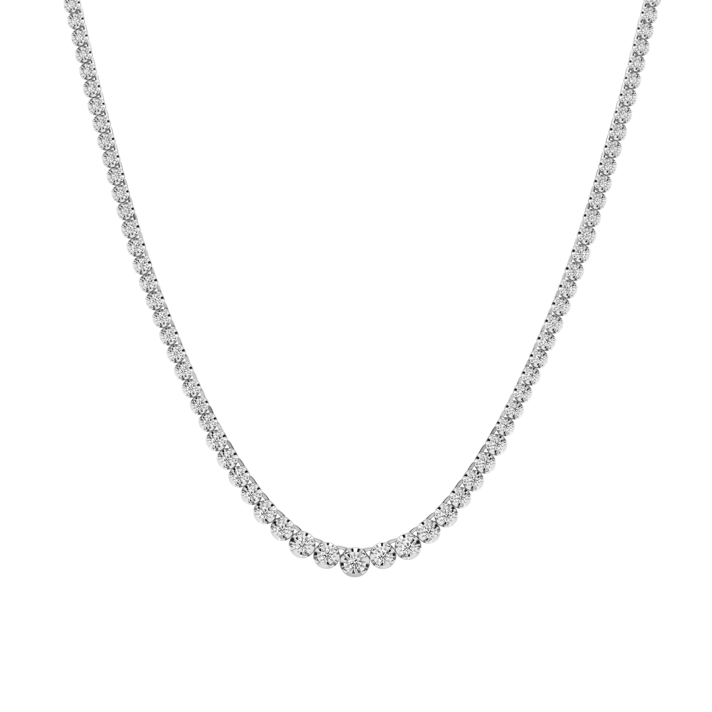 Brilliant Claw Tennis Necklace with 1.00ct of Laboratory Grown Diamonds in Mirage Sterling SIlver and Platinum Necklaces Bevilles 