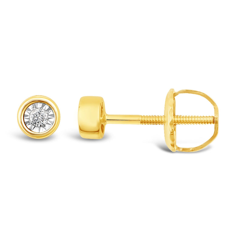 Children's Diamond Bezel 9ct Yellow Gold Earrings Earrings Bevilles 