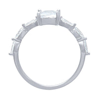 Marquise Side Ring with Cubic Zirconia in Sterling Silver Rings Bevilles 