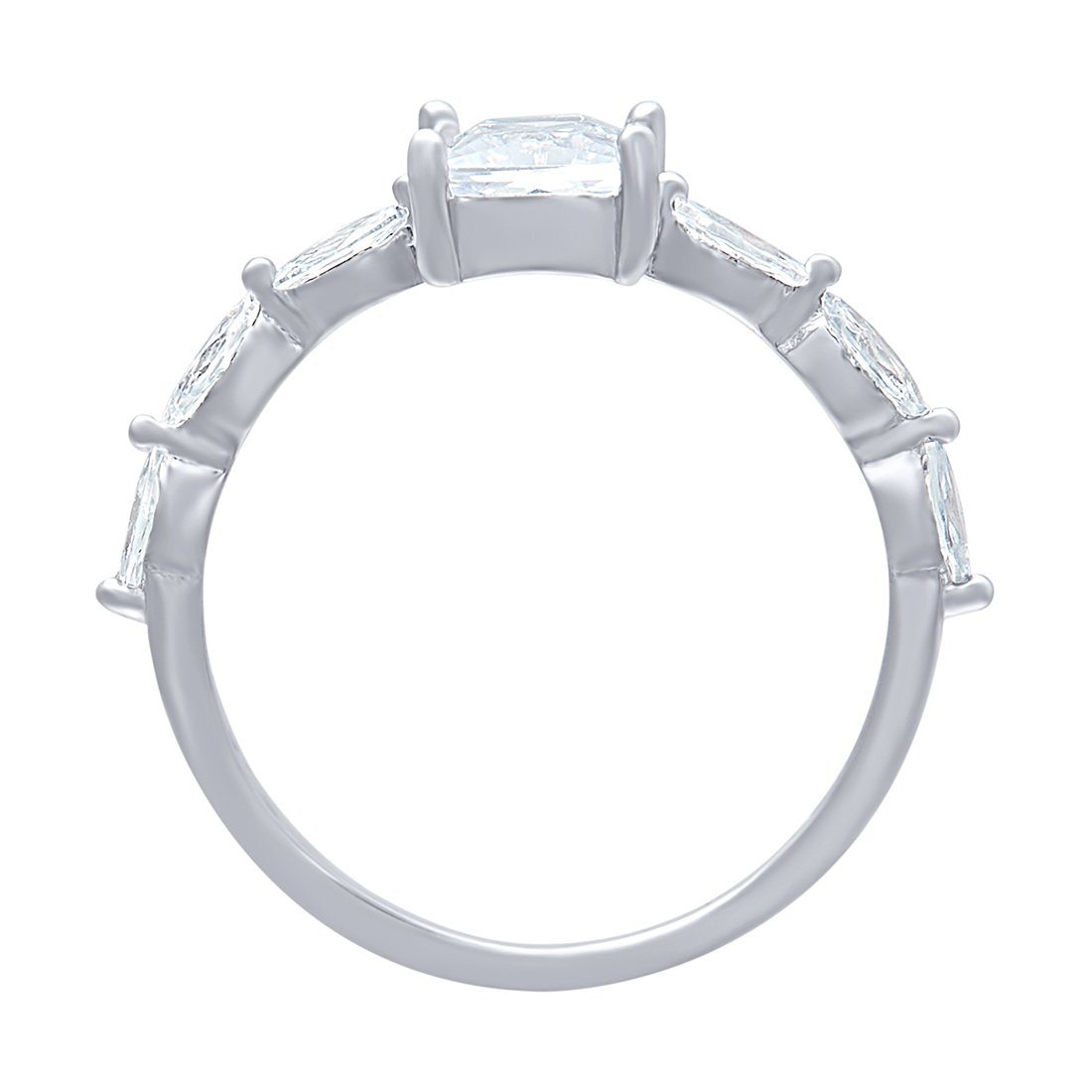 Marquise Side Ring with Cubic Zirconia in Sterling Silver Rings Bevilles 