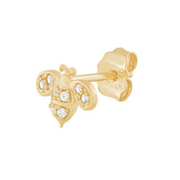 9ct Yellow Gold Silver Infused Bumble Bee with Cubic Zirconia Stud Earrings Bracelets Bevilles 