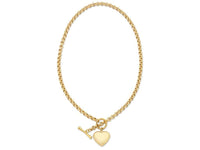 9ct Yellow Gold Silver Infused Belcher Heart FOB Necklace Necklaces Bevilles 