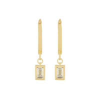 9ct Yellow Gold Silver Infused Hoop Earrings with Cubic Zirconia Drop Earrings Bevilles 