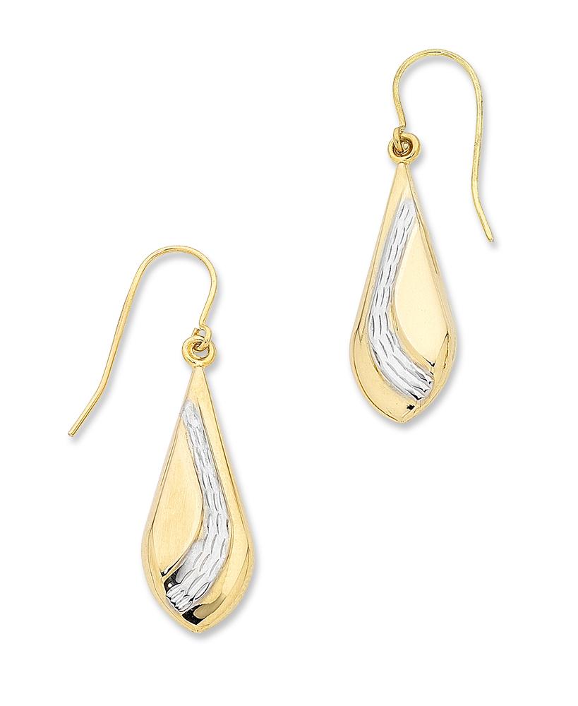 9ct Two Tone Silver Infused Drop Earrings – Bevilles Jewellers