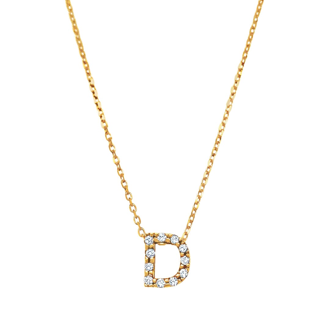 9ct Yellow Gold Silver Infused Initial D Necklace With Cubic Zirconia Necklaces Bevilles 