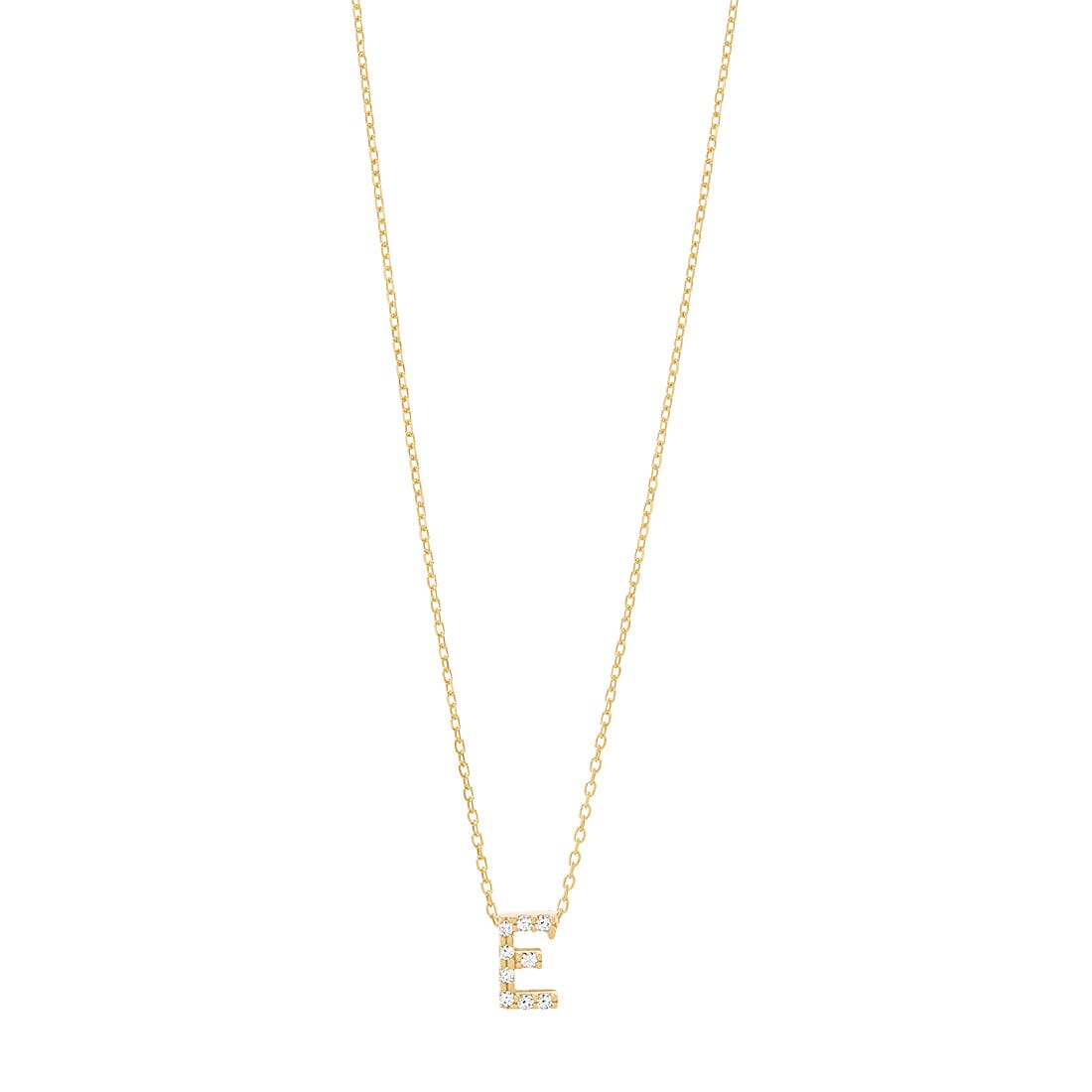 9ct Yellow Gold Silver Infused Cubic Zirconia Initial Necklace ...