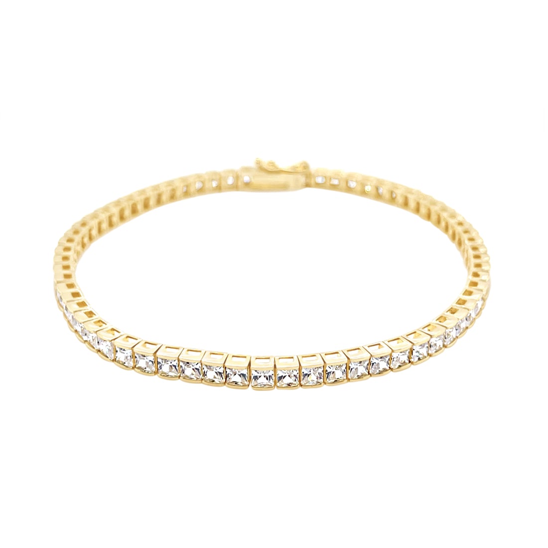 9ct Yellow Gold Tennis Bracelet With Cubic Zirconia Bevilles Jewellers   NB499102 