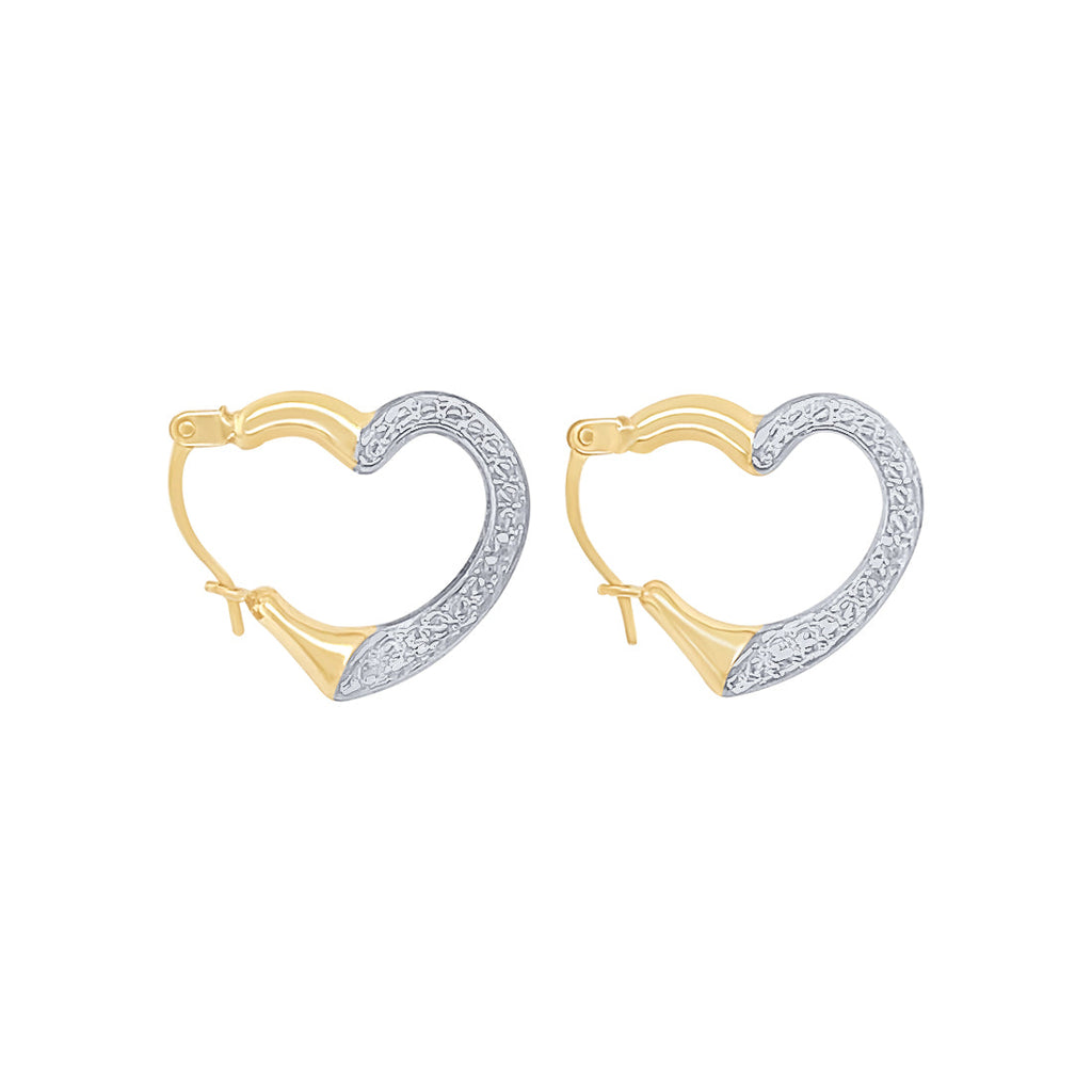 9ct Yellow Gold Two Tone Heart Hoop Earrings – Bevilles Jewellers