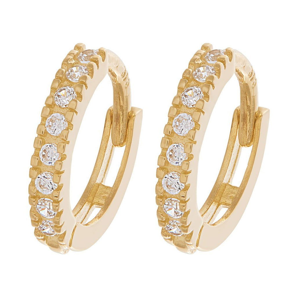 9ct Yellow Gold Hoop Claw Set Earrings with Cubic Zirconia – Bevilles ...