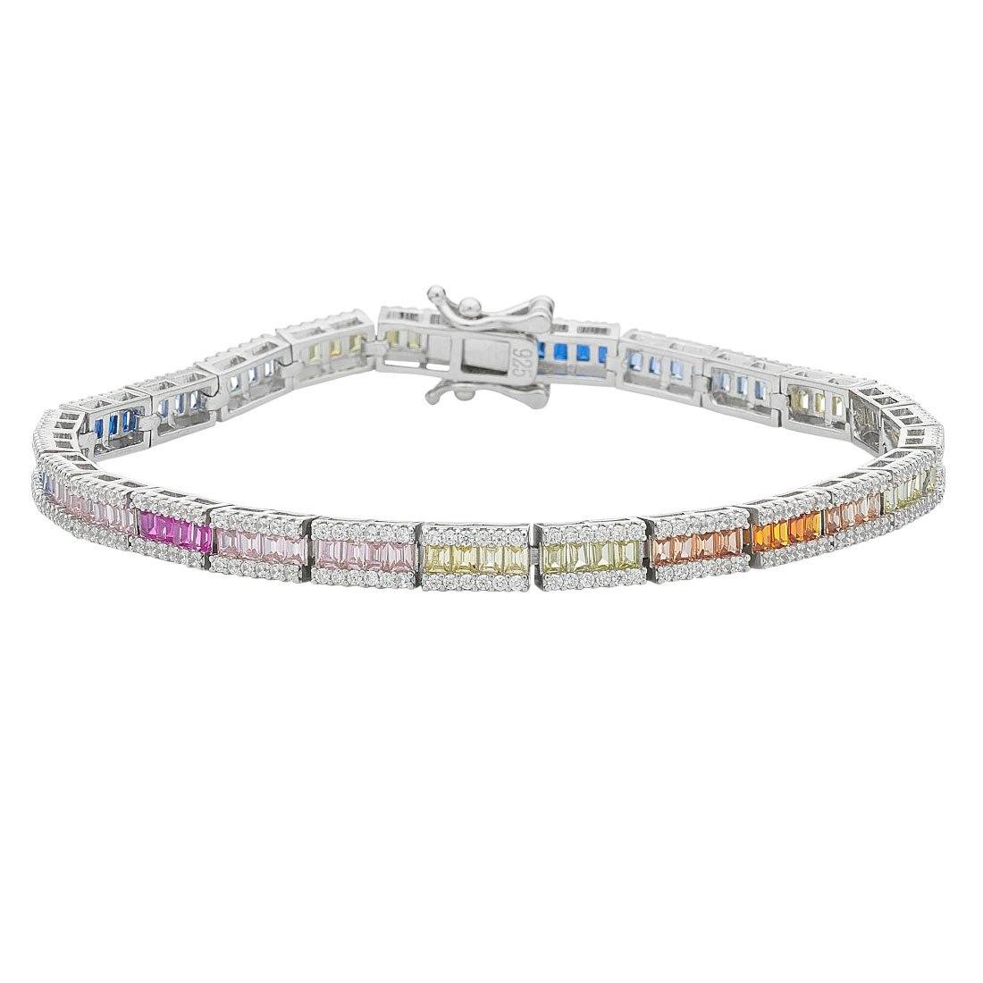 Sterling silver princess cut multi CZ tennis orders bracelet