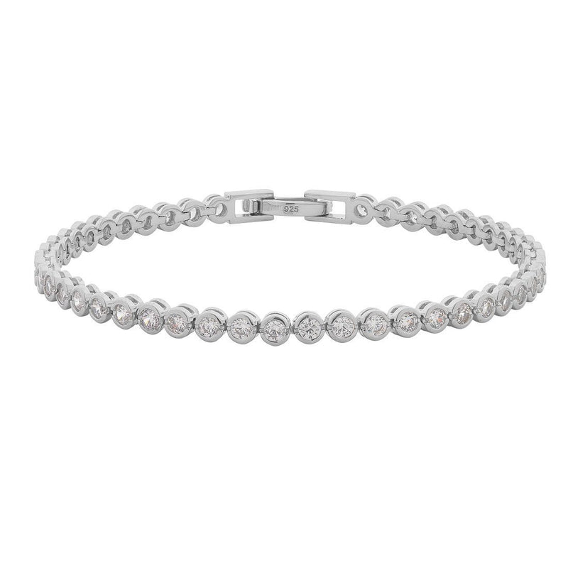 Cubic Zirconia Bevel Set Tennis Bracelet in Sterling Silver Bracelets Bevilles 