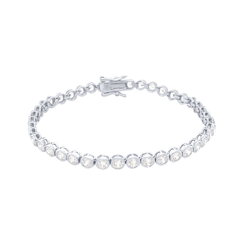 3mm Cubic Zirconia Bezel Tennis Bracelet in Sterling Silver Bracelets Bevilles 