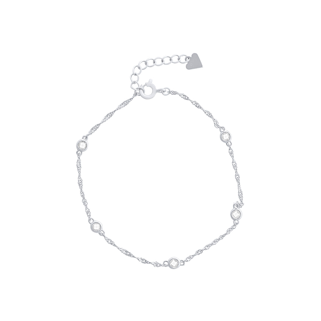 17.5cm Sterling Silver Station Bracelet – Bevilles Jewellers