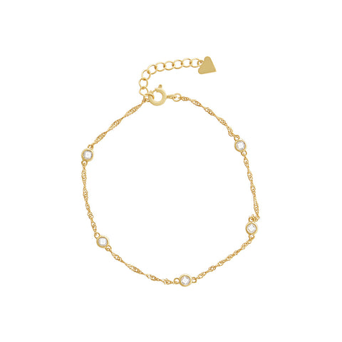 18cm Sterling Silver Yellow Gold Plated Station Bracelet