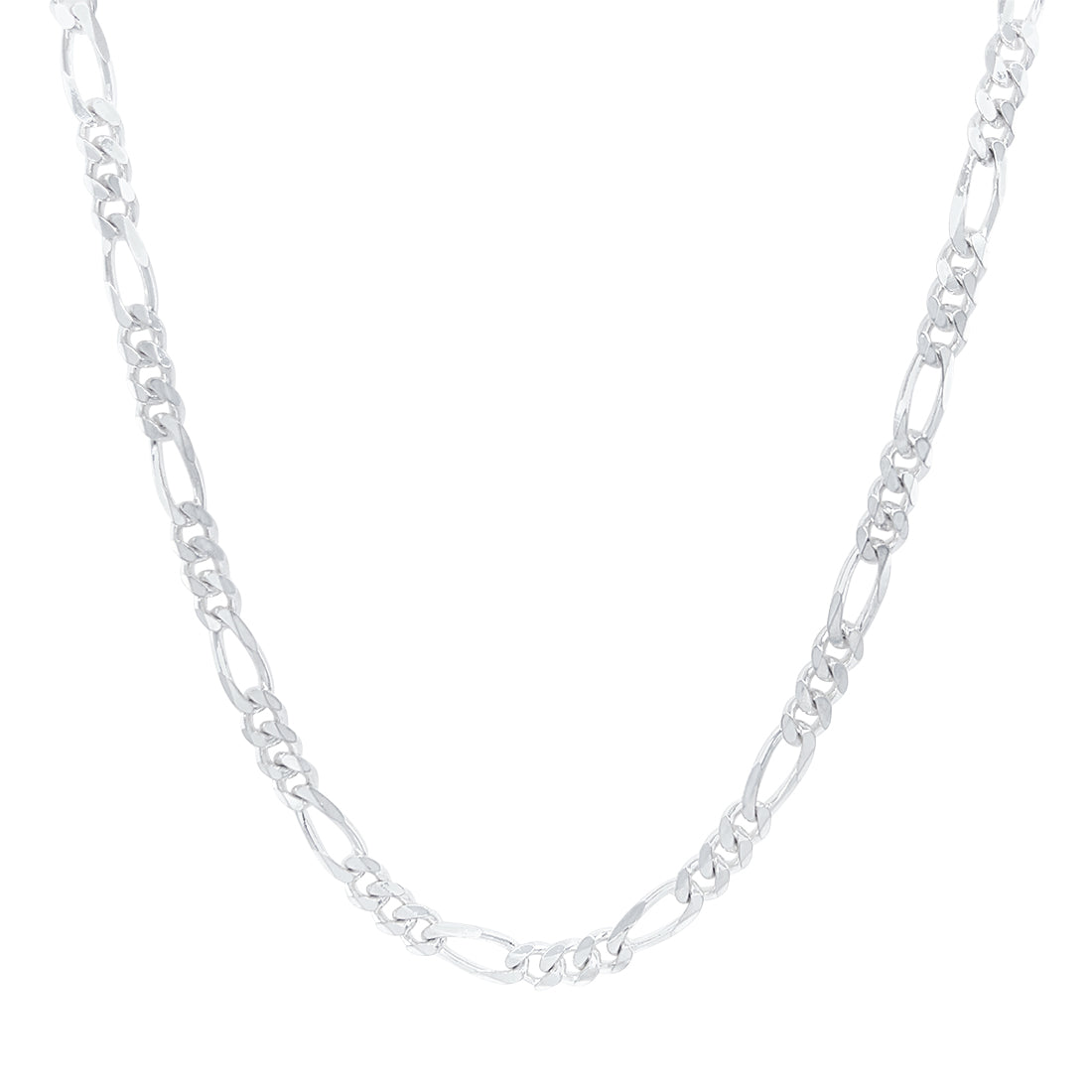 Sterling Silver Figaro Chain Necklace 50cm 4.1mm Wide Necklaces Bevilles 