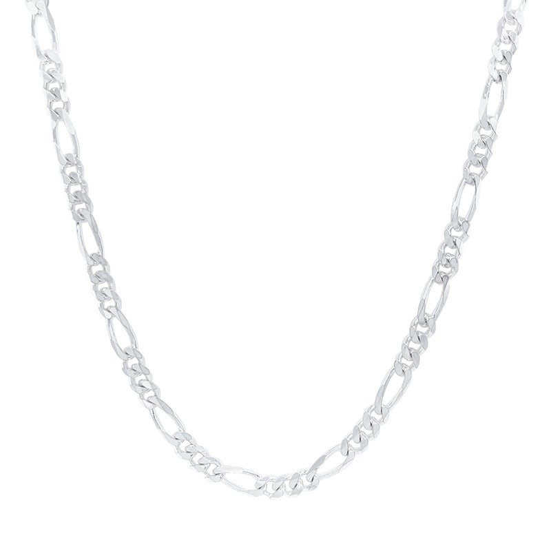 Sterling Silver Figaro Chain Necklace 50cm 4.1mm Wide Necklaces Bevilles 