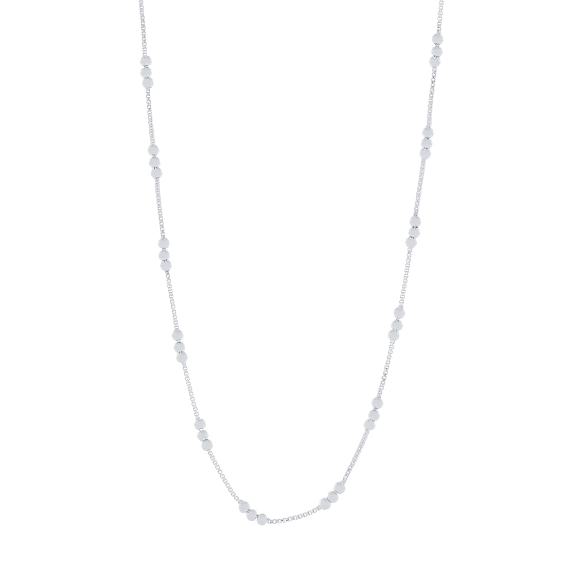 3mm Ball Station Box Chain Necklace in Sterling Silver 45cm Necklaces Bevilles 