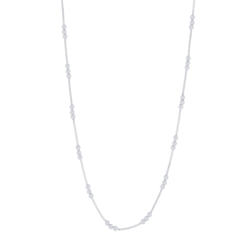 3mm Ball Station Box Chain Necklace in Sterling Silver 45cm Necklaces Bevilles 