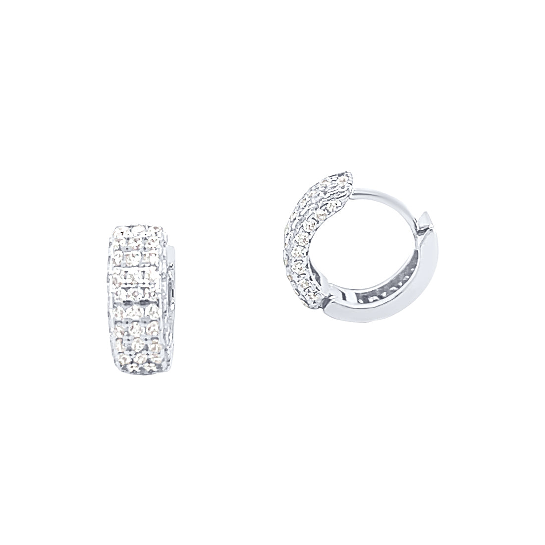 Pave Cubic Zirconia Sterling Silver Hoop Earrings Earrings Bevilles 