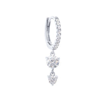 Sterling Silver Pave Hoop Drop Earrings with Cubic Zirconia Earrings Bevilles 