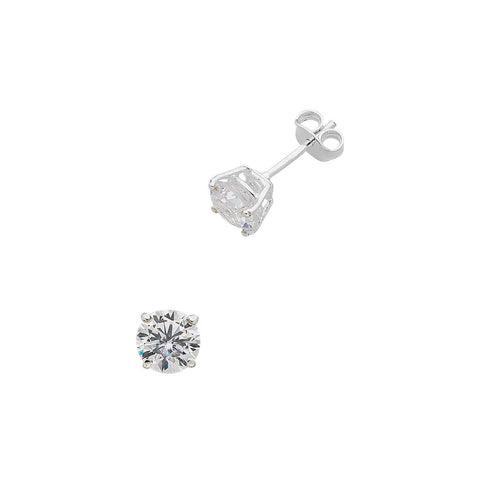 Sterling Silver 3mm Claw Set Cubic Zirconia Stud Earrings