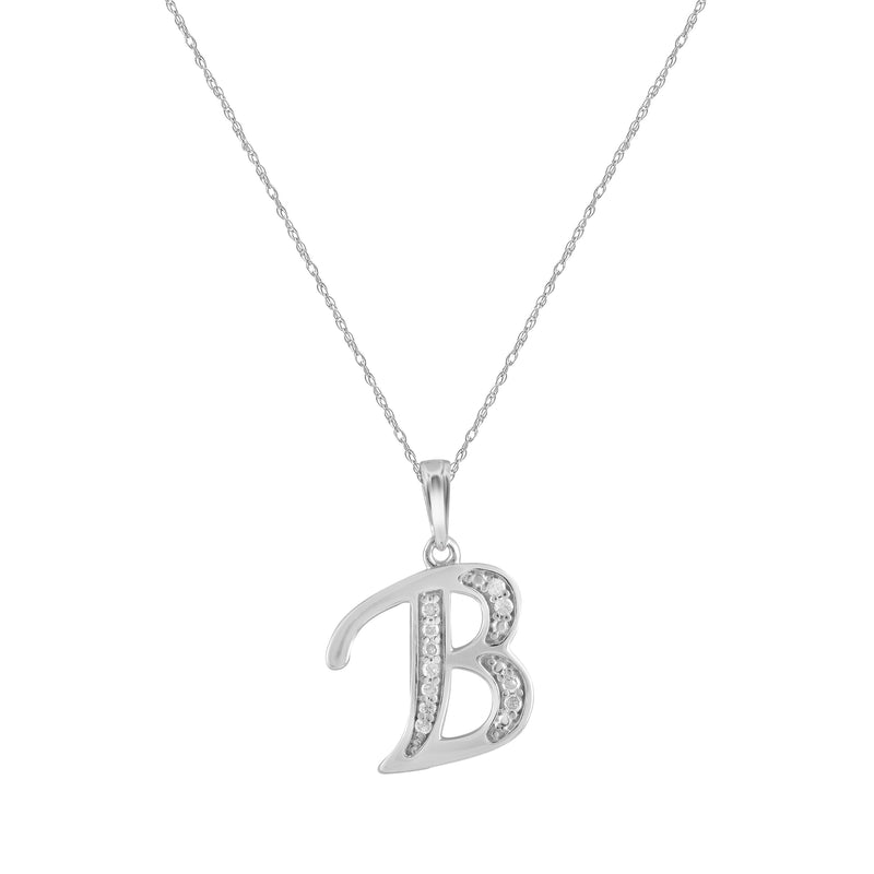 Diamond Initial Necklace in Sterling Silver Necklaces Bevilles B 