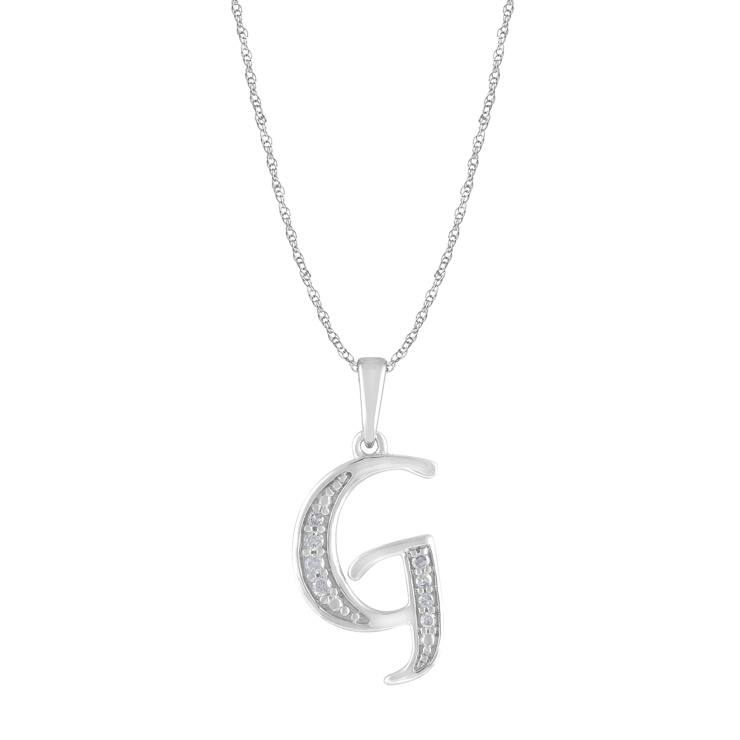 Diamond Initial Necklace in Sterling Silver Necklaces Bevilles G 