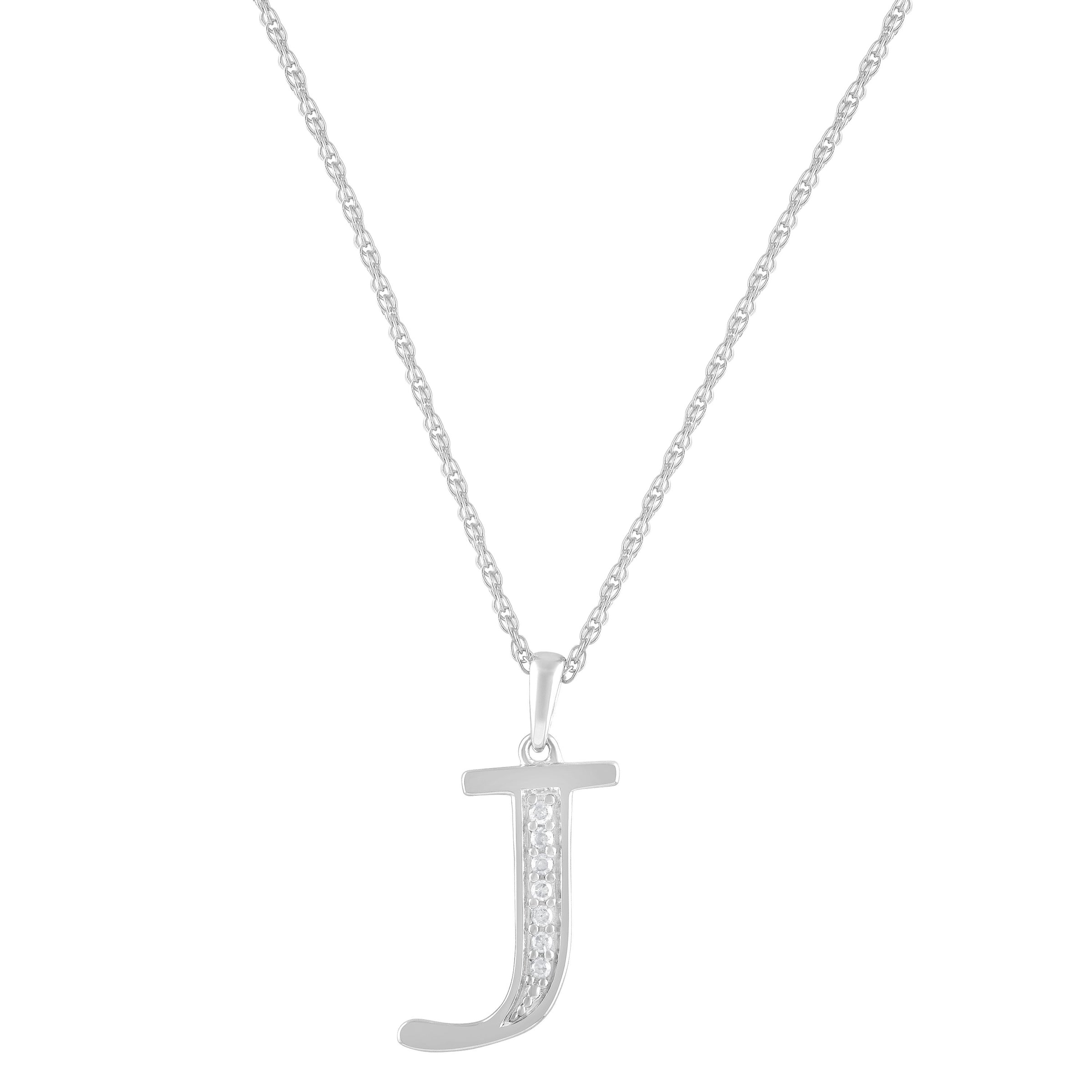 Diamond Initial Necklace in Sterling Silver Necklaces Bevilles J 