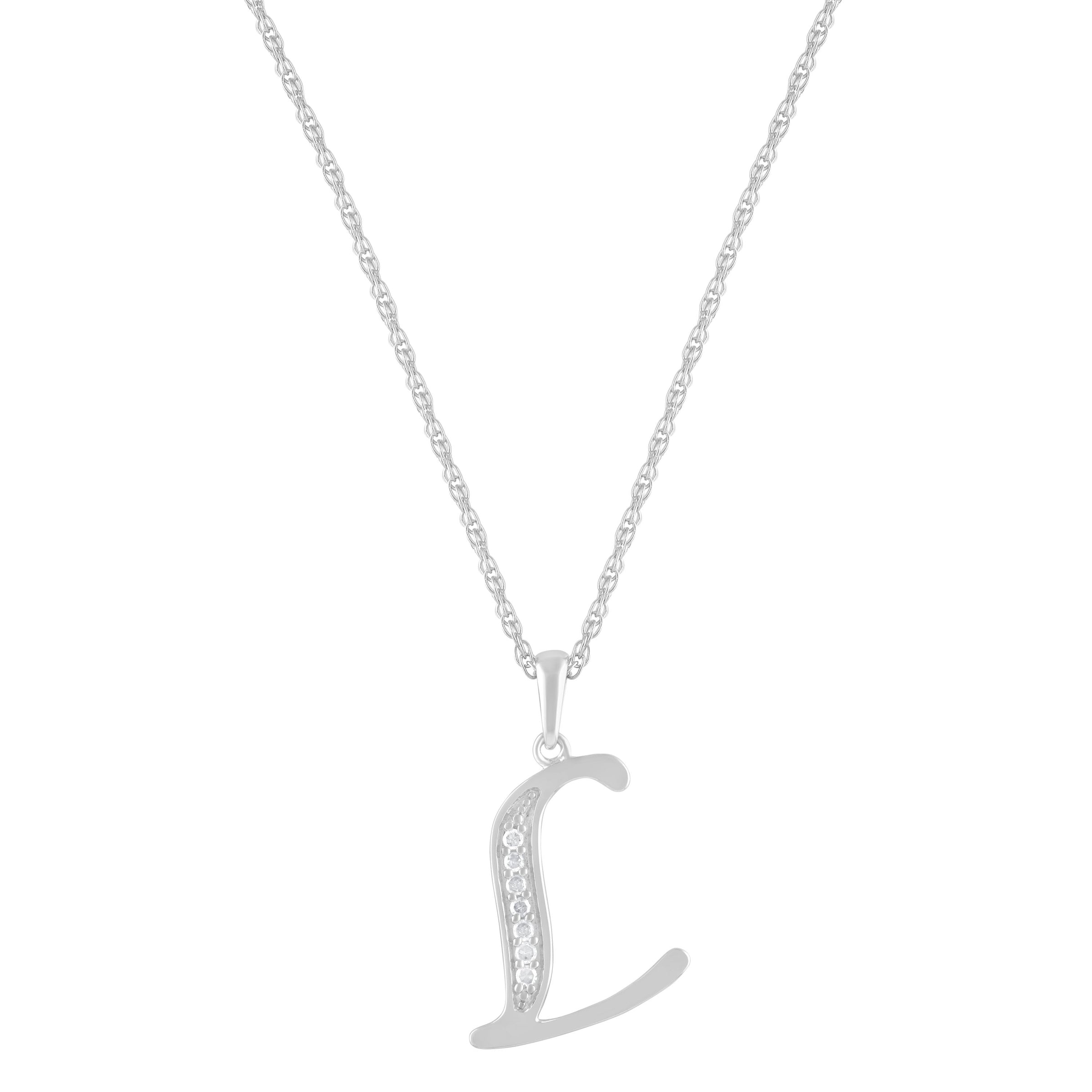 Diamond Initial Necklace in Sterling Silver Necklaces Bevilles L 