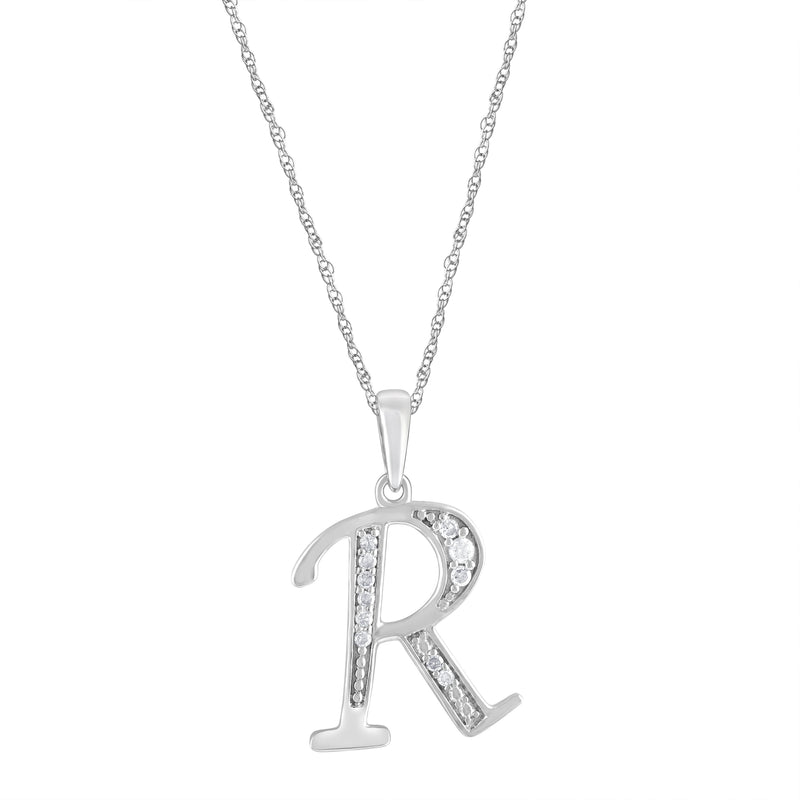 Diamond Initial Necklace in Sterling Silver Necklaces Bevilles R 