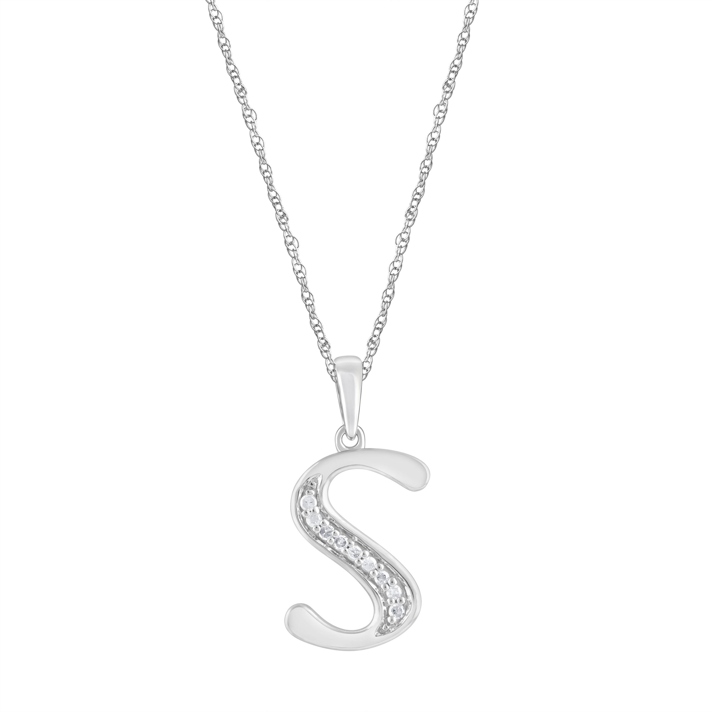 Diamond Initial Necklace in Sterling Silver Necklaces Bevilles S 