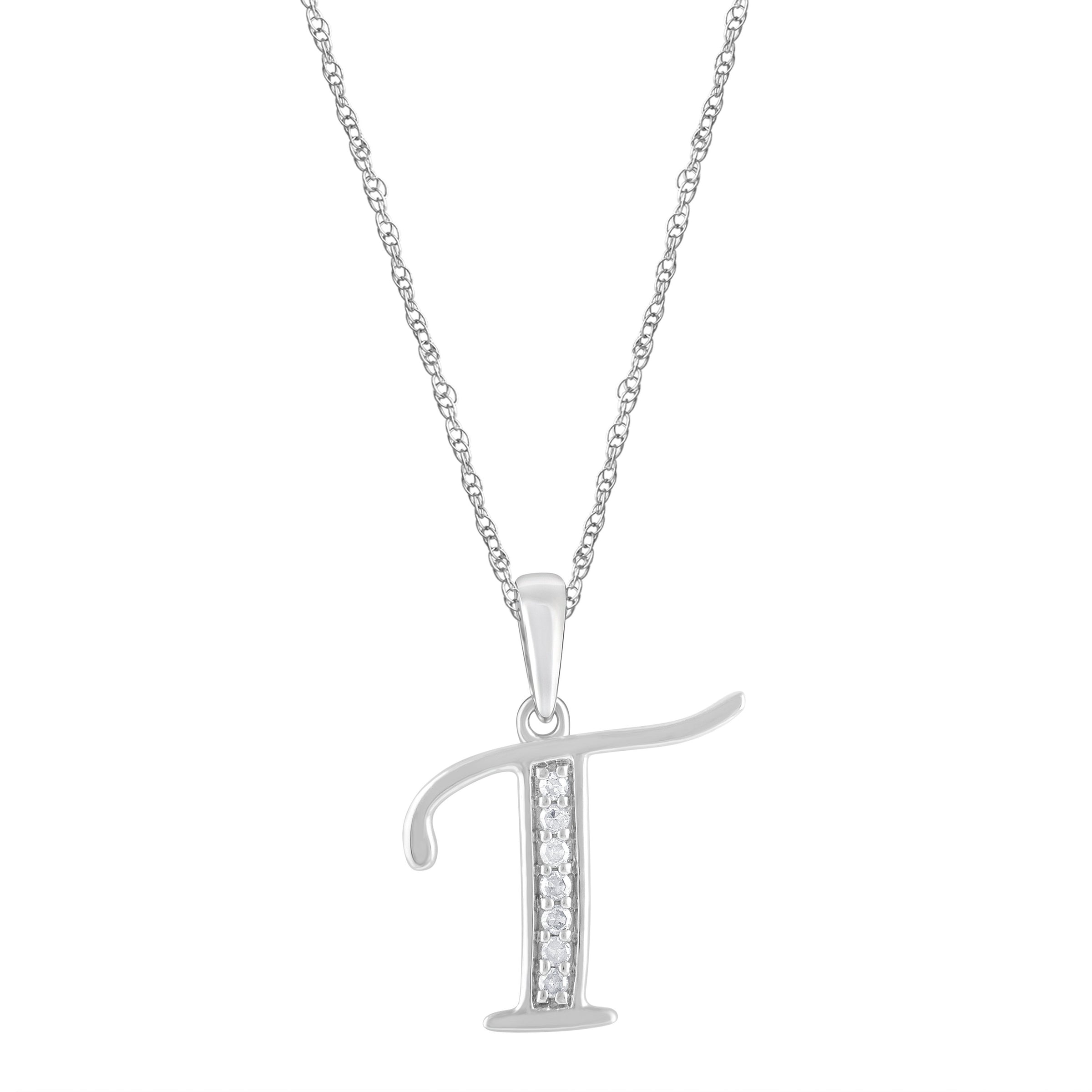 Diamond Initial Necklace in Sterling Silver Necklaces Bevilles T 