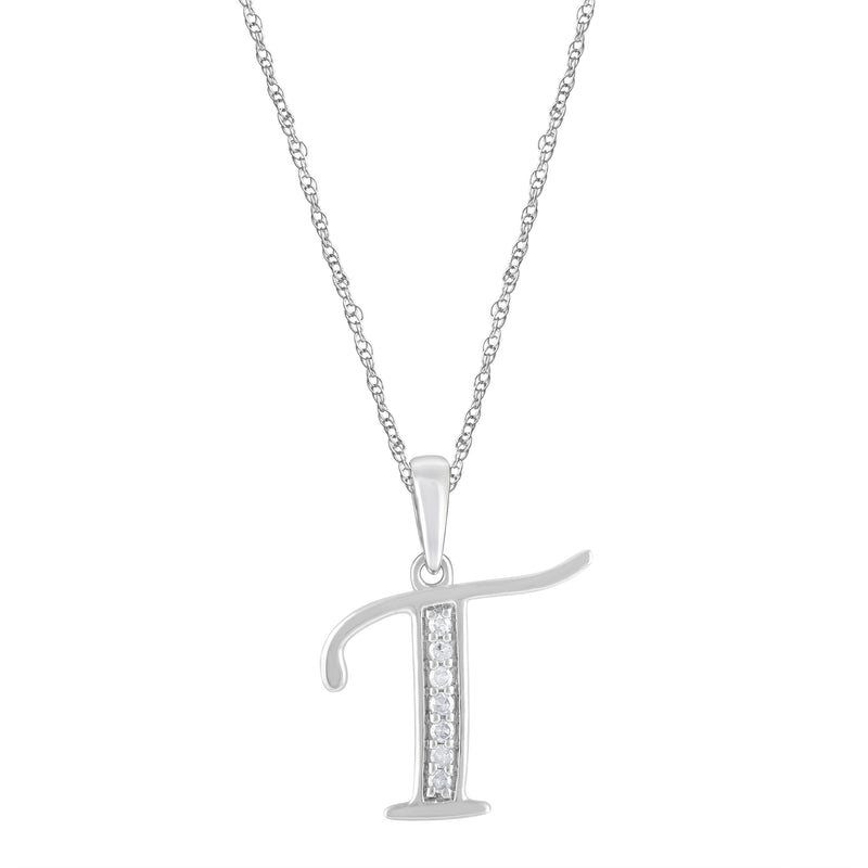 Diamond Initial Necklace in Sterling Silver Necklaces Bevilles T 