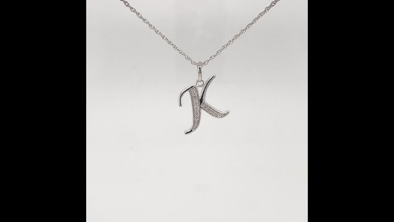 Diamond Initial Necklace in Sterling Silver