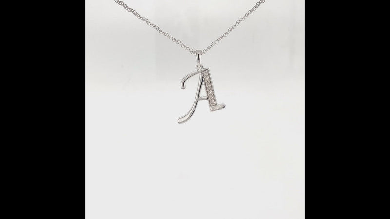 Diamond Initial Necklace in Sterling Silver