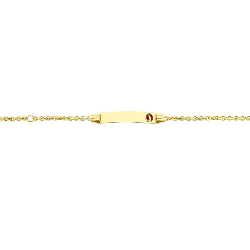 Children's 9ct Yellow Gold Silver Infused Lady Bug ID Bracelet ...