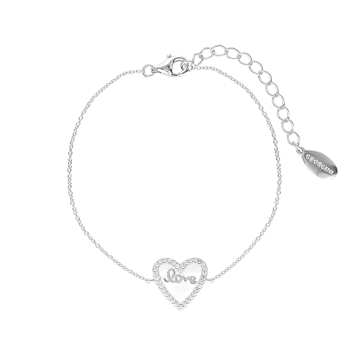 GEORGINI REFLECTION ENAMEL LOVE HEART BRACELET SILVER Georgini 