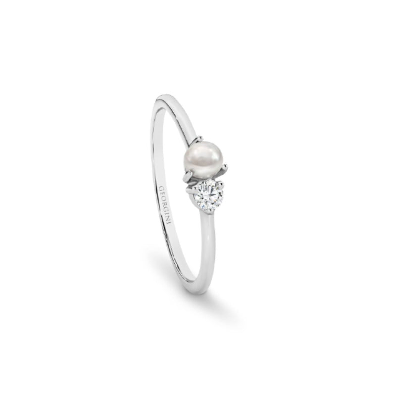 Georgini - Silica Sterling Silver Pearl Cubic Zirconia Ring Bevilles Jewellers 