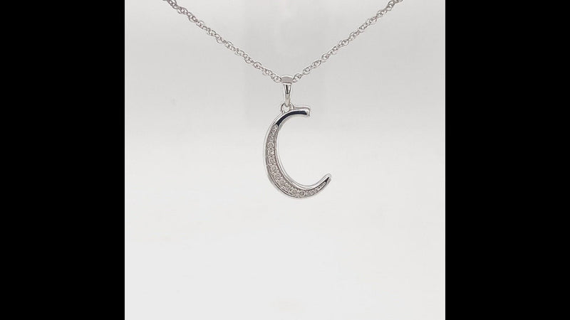 Diamond Initial Necklace in Sterling Silver