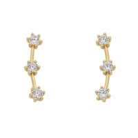 9ct Yellow Gold Silver Infused Cubic Zirconia Ear Climbers Earrings Bevilles 