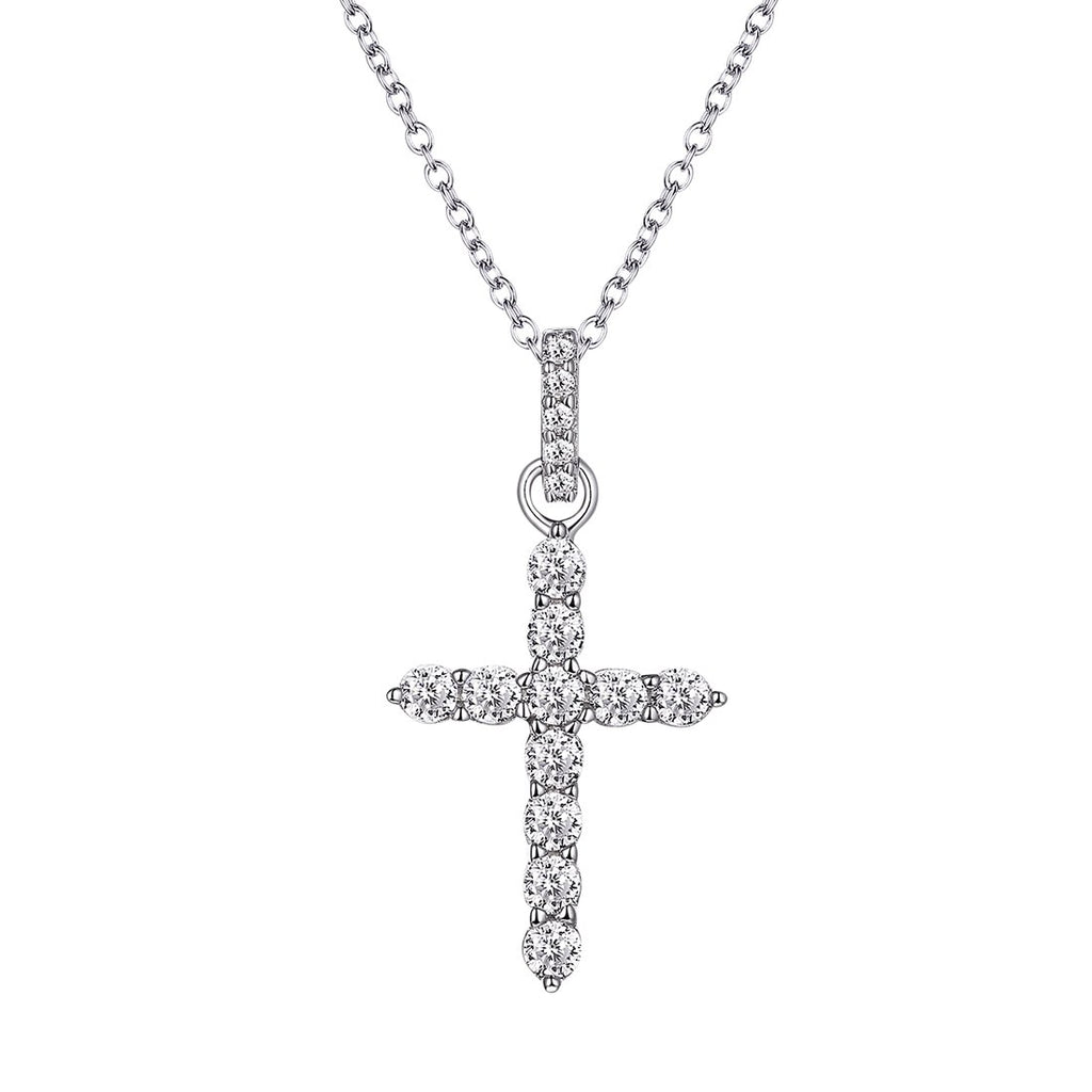 Sterling Silver Cubic Zirconia Cross 45cm Belcher Necklace | Bevilles ...