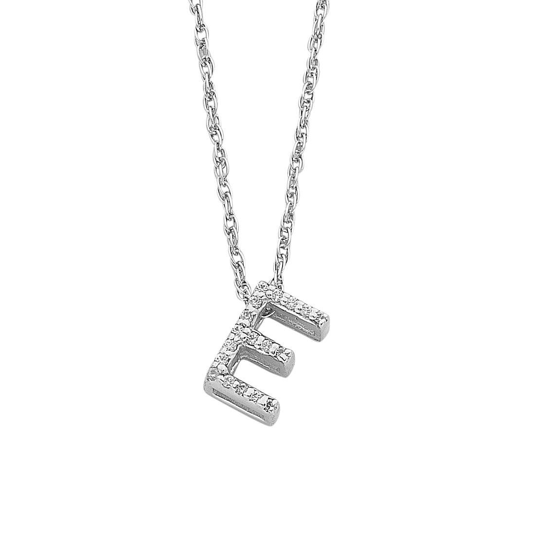 42cm Sterling Silver Cubic Zirconia Initial Necklace - Most Initials A ...