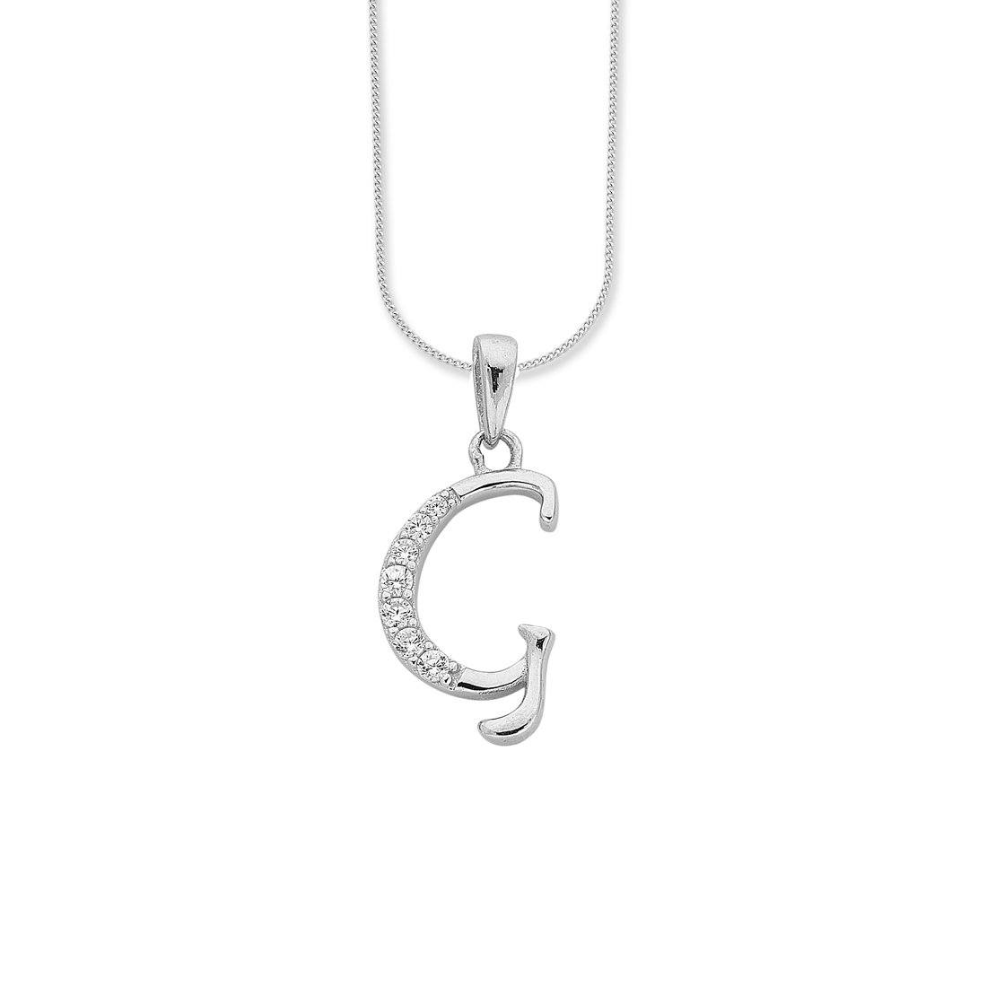 45cm Sterling Silver Cubic Zirconia Initial Necklace - Most Initials A